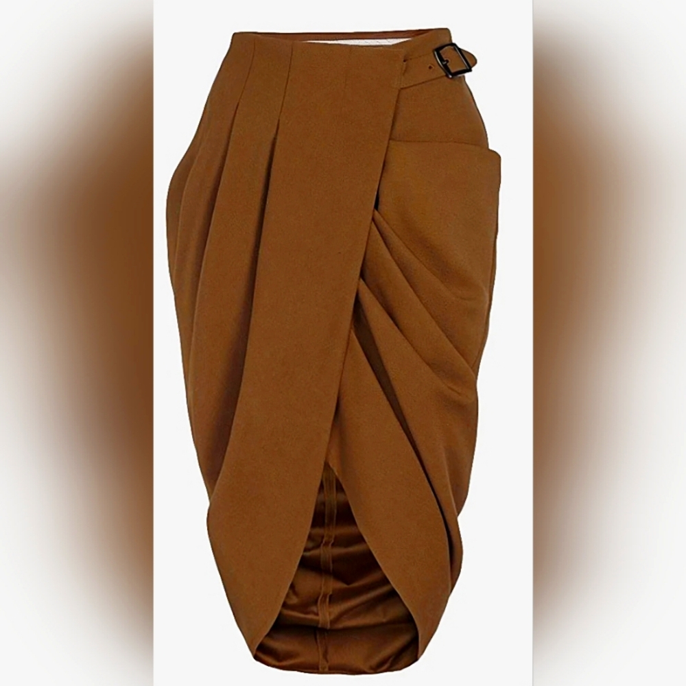 Elegant Brown Wrap Skirt